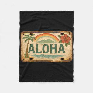 Vintage-Aloha-Nummernschild Hawaii  Fleecedecke
