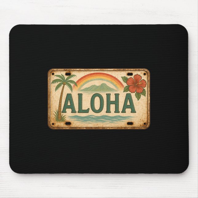 Vintage-Aloha-Nummernschild Hawaii  Mousepad (Vorne)