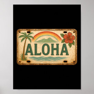 Vintage-Aloha-Nummernschild Hawaii Poster