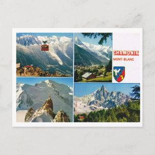 Vintage Alpen, Chamonix multiview Postkarte