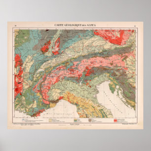 Vintage Alpen Geologie Karte (1921) Poster