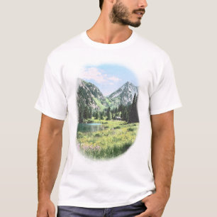 Vintage Alpen-Seegrafikeindruck T-Shirt