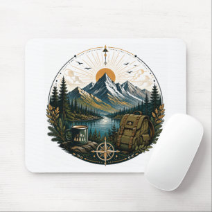Vintage-Alpen-Wildnis-Abenteuer-Landschaftskunst Mousepad