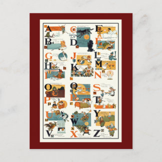 Vintage Alphabet Chart ABC Teachers Teaching gifts Postkarte