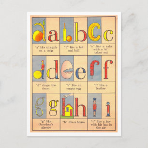 Vintage Alphabet-Illustration Postkarte