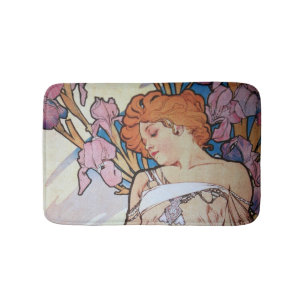 Vintage Alphonie Mucha Göttin Jugendstil Badematte