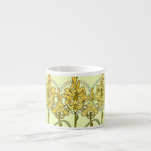 Vintage Alphonse Mucha Art Nouveau Lilien-Muster Espressotasse