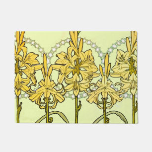 Vintage Alphonse Mucha Art Nouveau Lilien-Muster Fußmatte