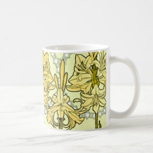 Vintage Alphonse Mucha Art Nouveau Lilien-Muster Kaffeetasse