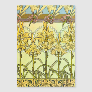 Vintage Alphonse Mucha Art Nouveau Lilien-Muster Magnetkarte