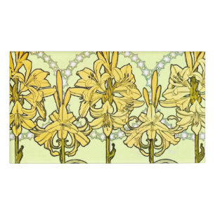 Vintage Alphonse Mucha Art Nouveau Lilien-Muster Namenschild