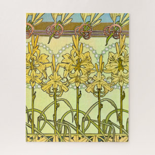 Vintage Alphonse Mucha Art Nouveau Lilien-Muster Puzzle