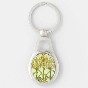 Vintage Alphonse Mucha Art Nouveau Lilien-Muster Schlüsselanhänger