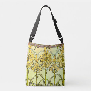 Vintage Alphonse Mucha Art Nouveau Lilien-Muster Tragetaschen Mit Langen Trägern