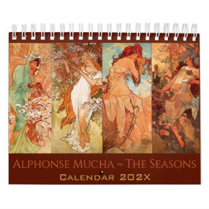 Vintage Alphonse Mucha Die Jahreszeiten Art Nouvea Kalender
