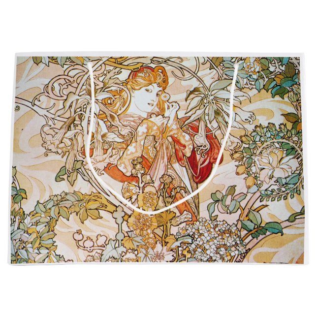 Vintage Alphonse-Mucha-Göttin Große Geschenktüte (Vorderseite)