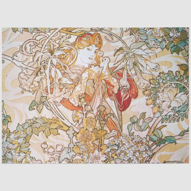Vintage Alphonse-Mucha-Göttin Seidenpapier (Vorderseite)
