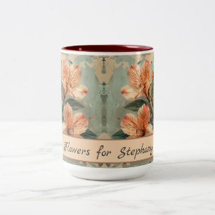 Vintage Alstroemeria-Blüte Retro Rustikal  Zweifarbige Tasse