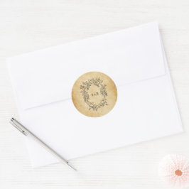 Vintage Alt-Papier-Monogramm-Custom-Wedding Runder Aufkleber