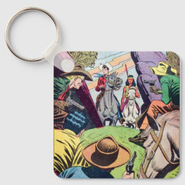 Vintage Alt-West-Comic-Buchszene Schlüsselanhänger