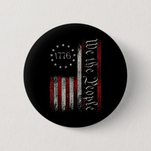 Vintage alte amerikanische Flagge Patriotic 1776 W Button