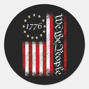 Vintage alte amerikanische Flagge Patriotic 1776 W Runder Aufkleber