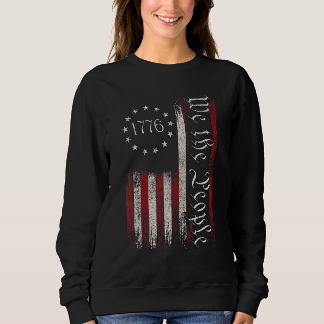 Vintage alte amerikanische Flagge Patriotic 1776 W Sweatshirt (Vorderseite)