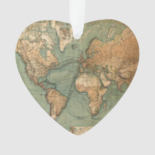 Vintage Alte Antike Weltkarte Ornament