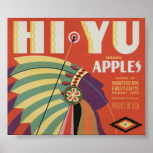 Vintage alte Apple-Frucht-Kisten-Aufkleber Poster