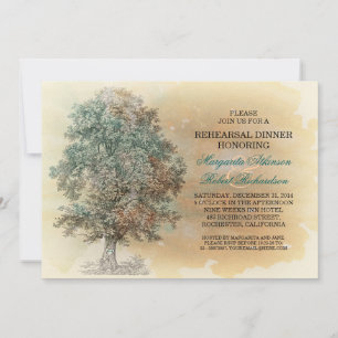 vintage alte Baum rustikale Probedinner-Einladunge Einladung