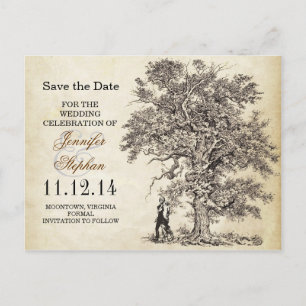 vintage alte Baum Save-the-Date-Postkarten Ankündigungspostkarte