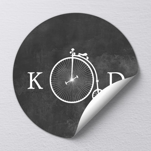 Vintage Alte Bike Dunkle Hochzeit Runder Aufkleber (Von Creator hochgeladen)