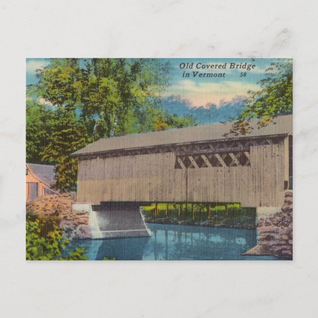 Vintage, alte Brücke in Vermont Postkarte (Vorderseite)