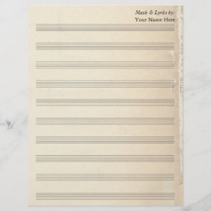Vintage Alte Buchseite Blank Sheet Music 10 Stave