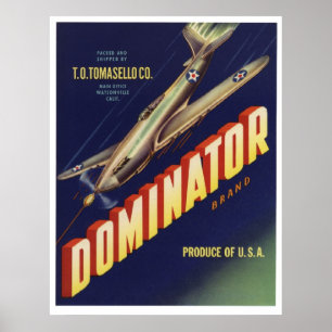 Vintage alte Dominator-Gemüse-Kratzermarken Poster
