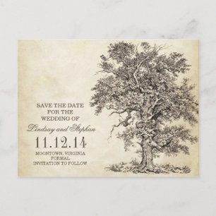 Vintage alte Eichenbaum-Save-the-Date-Postkarten Ankündigungspostkarte
