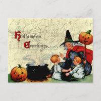 Vintage Alte Hexe Postkarte