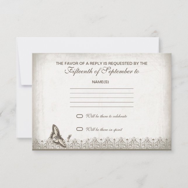 Vintage alte Hochzeit rsvp Karte (Vorderseite)