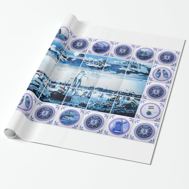 Vintage alte Holländer deckt Delftware Holland mit Geschenkpapier (Ungerollt)