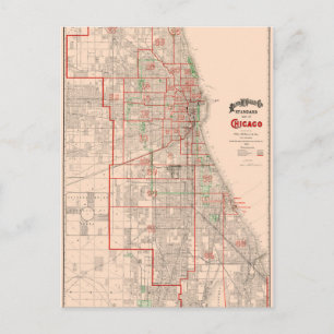 Vintage Alte Karte von Chicago - 1893