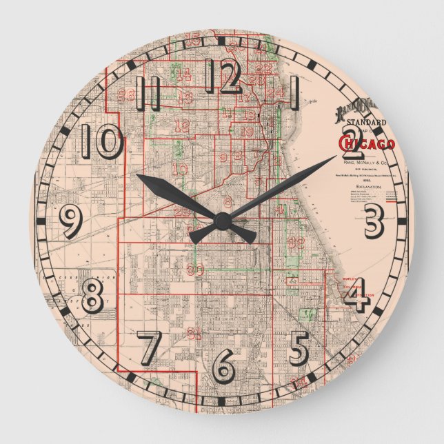Vintage Alte Karte von Chicago - 1893 Große Wanduhr (Vorderseite)