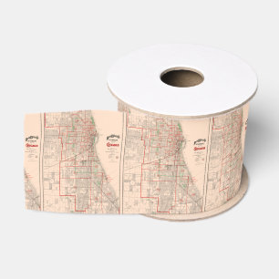Vintage alte Karte von Chicago - 1893 Ripsband