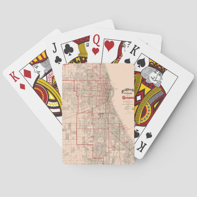 Vintage Alte Karte von Chicago - 1893 Spielkarten (Rückseite)