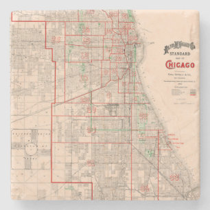 Vintage Alte Karte von Chicago - 1893 Steinuntersetzer