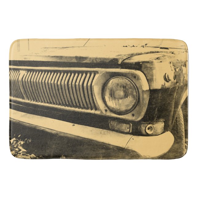 Vintage alte klassische Auto-Scheinwerfer Badematte (Vorderseite)