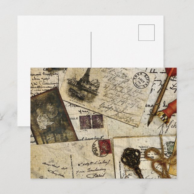 Vintage alte Mail-Erinnerungen Postkarte (Vorne/Hinten)