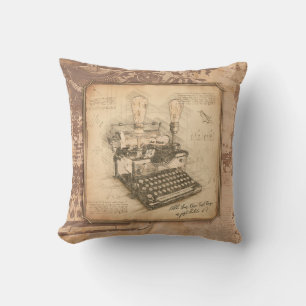 Vintage alte Mode Art. Autor / Schriftsteller Gesc Kissen