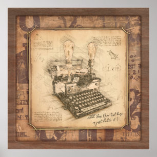 Vintage alte Mode Art. Autor / Schriftsteller Gesc Poster