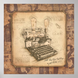 Vintage alte Mode Art. Autor / Schriftsteller Gesc Poster