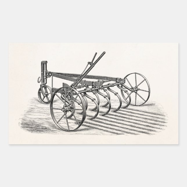 Vintage alte Pflüge landwirtschaftliche Geräte Lan Rechteckiger Aufkleber (Vorderseite)